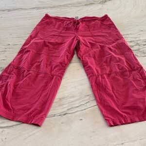 Women's Red Split Hem Capris